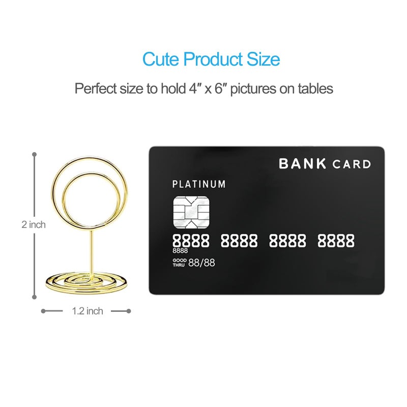 Jofefe 20pcs Mini Place Card Holders, Cute Table Number Holders, Small Size Table Card Holder Tables Number Stands, Wire Photo Picture Menu Clips for Wedding centerpieces, Anniversary Party (Gold) - Image 3